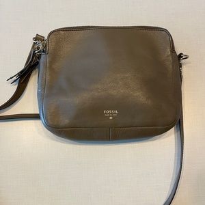 Fossil Taupe Leather Crossbody Purse